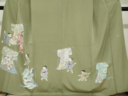 平和屋着物●訪問着　友禅　作家物　童子遊び　正絹　逸品　DABG2519ud