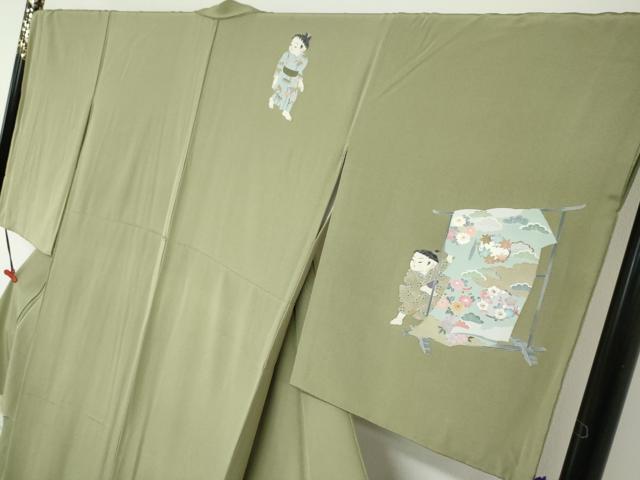 平和屋着物●訪問着　友禅　作家物　童子遊び　正絹　逸品　DABG2519ud