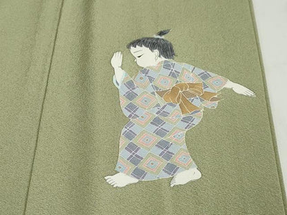 平和屋着物●訪問着　友禅　作家物　童子遊び　正絹　逸品　DABG2519ud