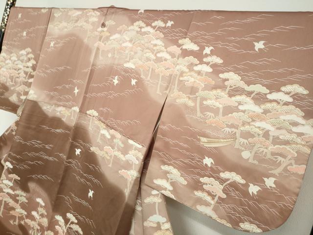 平和屋着物●訪問着　駒刺繍　花鳥文　暈し染め　金彩　正絹　逸品　DABG2521ud