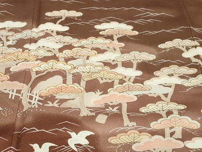 平和屋着物●訪問着　駒刺繍　花鳥文　暈し染め　金彩　正絹　逸品　DABG2521ud