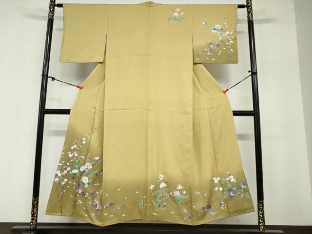 平和屋着物●訪問着　草花文　暈し染め　金彩　正絹　逸品　DABG2524ud