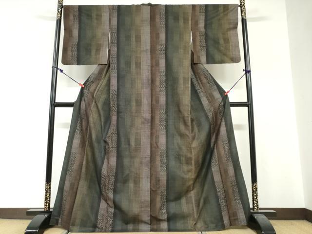 平和屋着物●本場大島紬　9マルキ　間道　正絹　逸品　DABG2525ud