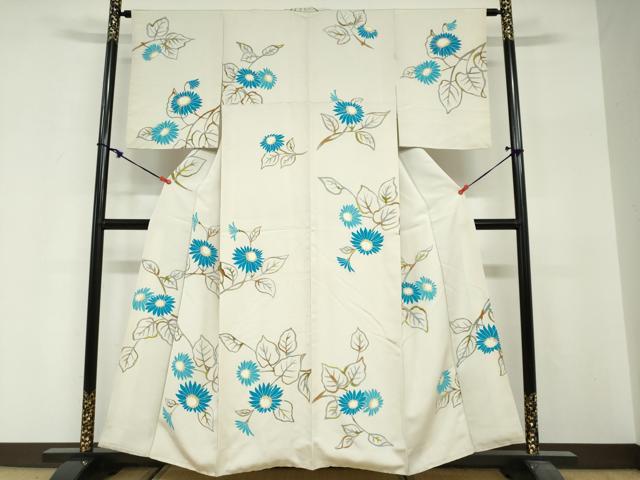 平和屋着物●上質な小紋　ろうけつ染め　枝花文　正絹　逸品　DABG2532ud