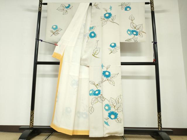 平和屋着物●上質な小紋　ろうけつ染め　枝花文　正絹　逸品　DABG2532ud