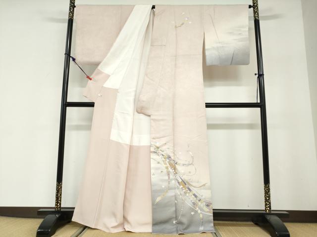 平和屋着物●金彩友禅　卓越技能者・名工・和田光正　訪問着　熨斗草花文　暈し染め　金銀彩　正絹　逸品　DABG2537ud