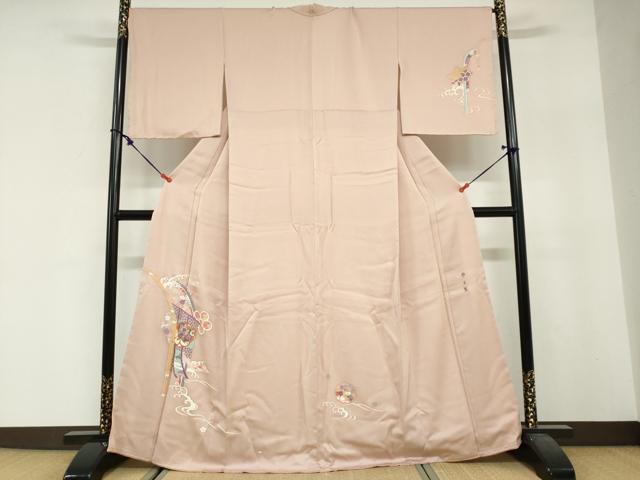 平和屋着物●西陣　京の名門　じゅらく謹製　帝王紫　訪問着　刺繍　几帳草花文　金彩　正絹　逸品　未使用　DABG2538ud