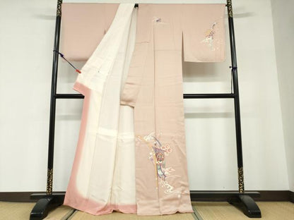 平和屋着物●西陣　京の名門　じゅらく謹製　帝王紫　訪問着　刺繍　几帳草花文　金彩　正絹　逸品　未使用　DABG2538ud
