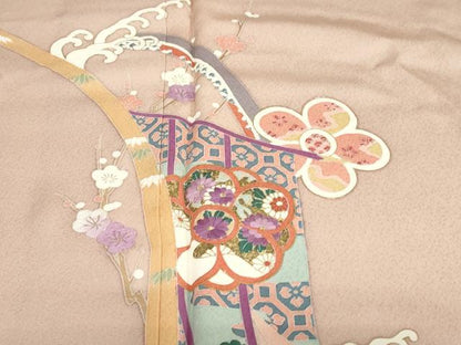平和屋着物●西陣　京の名門　じゅらく謹製　帝王紫　訪問着　刺繍　几帳草花文　金彩　正絹　逸品　未使用　DABG2538ud
