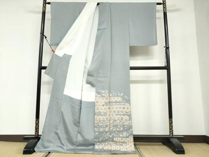 平和屋着物●豪華色留袖　総刺繍　宝尽くし吉祥草花文　金糸　ロング丈　正絹　逸品　未使用　DABG2544ud