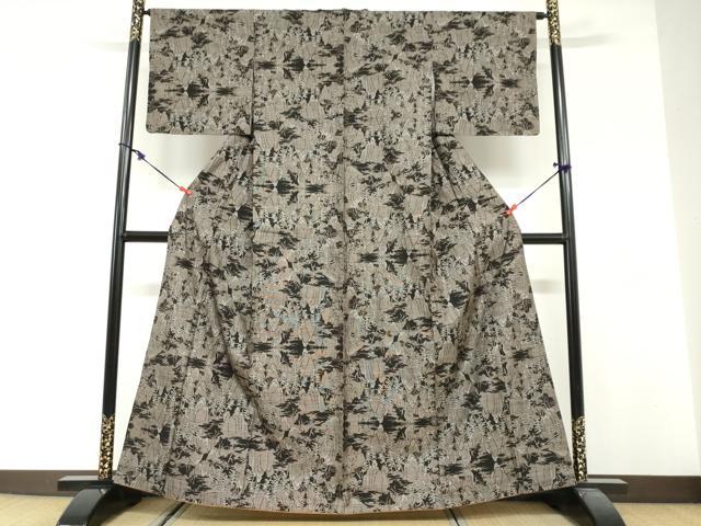 平和屋着物●本場大島紬　9マルキ　遠山風景文　正絹　逸品　DABG2545ud