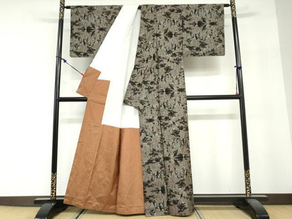 平和屋着物●本場大島紬　9マルキ　遠山風景文　正絹　逸品　DABG2545ud