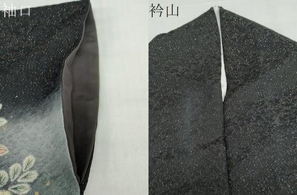 平和屋着物●訪問着　絞り　辻が花　暈し染め　黒地　金彩　金通し地　正絹　逸品　DABG2547ud