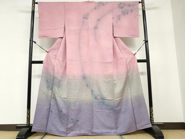 平和屋着物●訪問着　絞り　辻が花　暈し染め　金通し地　正絹　逸品　DABG2550ud