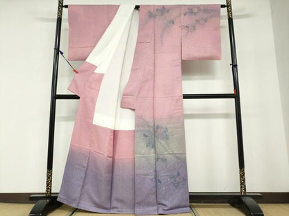 平和屋着物●訪問着　絞り　辻が花　暈し染め　金通し地　正絹　逸品　DABG2550ud