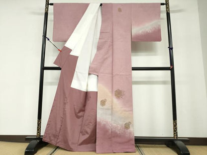 平和屋着物●中国三大刺繍　スワトウ刺繍　汕頭刺繍　総刺繍　訪問着　紬地　雲霞吉祥花文　金糸　正絹　逸品　DABG2558ud
