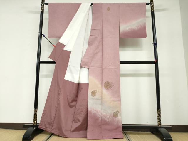 平和屋着物●中国三大刺繍　スワトウ刺繍　汕頭刺繍　総刺繍　訪問着　紬地　雲霞吉祥花文　金糸　正絹　逸品　DABG2558ud