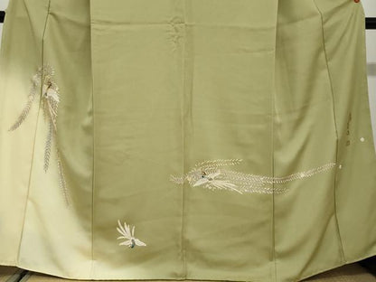 平和屋着物●螺鈿作家　甲斐泰造　訪問着　鳳凰草花文　暈し染め　金彩　正絹　逸品　未使用　DABG2562ud