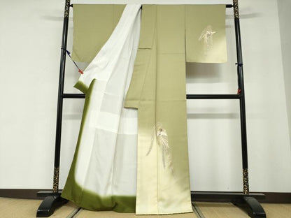 平和屋着物●螺鈿作家　甲斐泰造　訪問着　鳳凰草花文　暈し染め　金彩　正絹　逸品　未使用　DABG2562ud