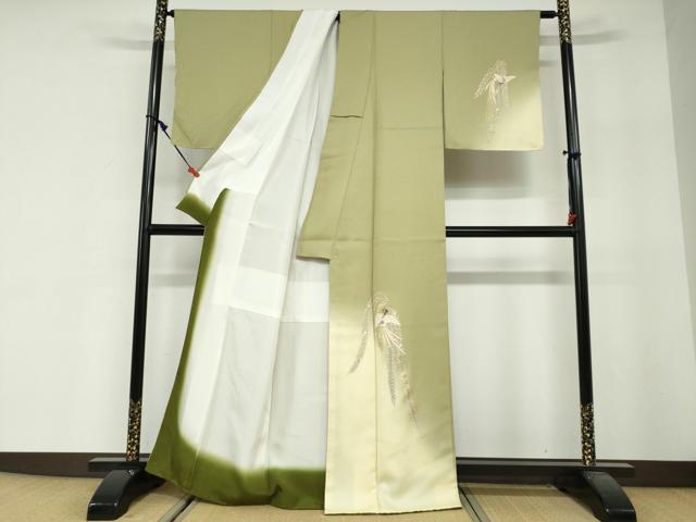 平和屋着物●螺鈿作家　甲斐泰造　訪問着　鳳凰草花文　暈し染め　金彩　正絹　逸品　未使用　DABG2562ud