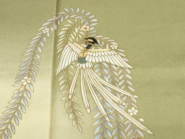 平和屋着物●螺鈿作家　甲斐泰造　訪問着　鳳凰草花文　暈し染め　金彩　正絹　逸品　未使用　DABG2562ud