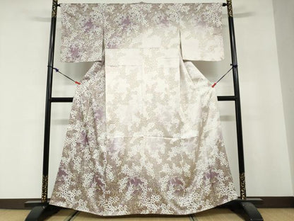 平和屋着物●訪問着　作家物　枝葉文　暈し染め　金彩　正絹　逸品　未使用　DABG2582ud