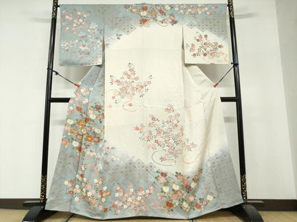 平和屋着物●訪問着　駒刺繍　吉祥草花文　暈し染め　正絹　逸品　DABG2593ud