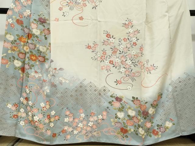 平和屋着物●訪問着　駒刺繍　吉祥草花文　暈し染め　正絹　逸品　DABG2593ud