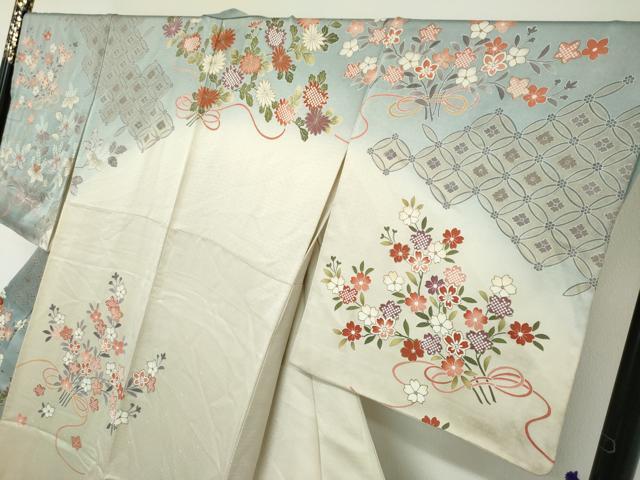 平和屋着物●訪問着　駒刺繍　吉祥草花文　暈し染め　正絹　逸品　DABG2593ud