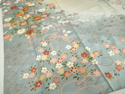 平和屋着物●訪問着　駒刺繍　吉祥草花文　暈し染め　正絹　逸品　DABG2593ud