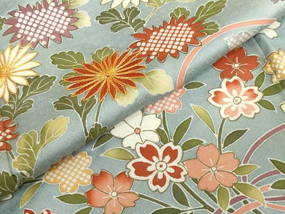 平和屋着物●訪問着　駒刺繍　吉祥草花文　暈し染め　正絹　逸品　DABG2593ud