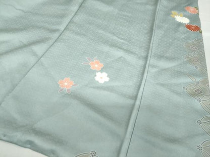平和屋着物●訪問着　駒刺繍　吉祥草花文　暈し染め　正絹　逸品　DABG2593ud