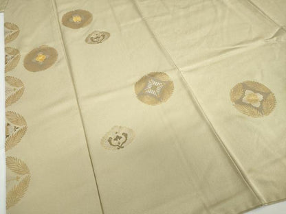 平和屋着物●訪問着　黄金繭　駒刺繍　草花丸文　金銀彩　さが美扱い　正絹　逸品　DABG2594ud