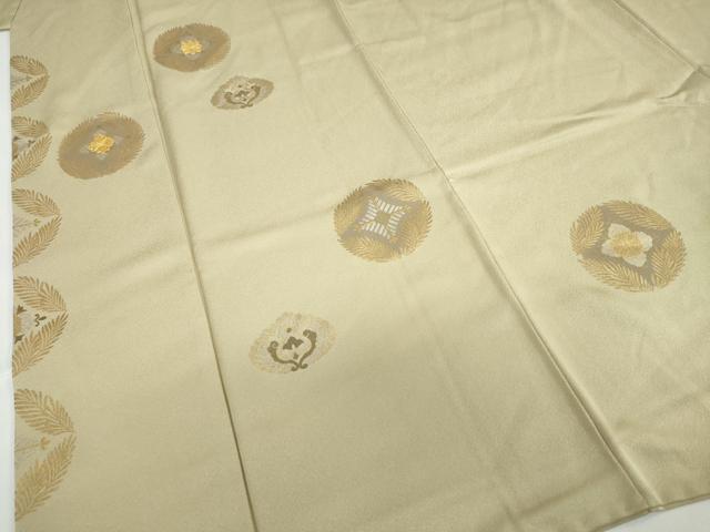 平和屋着物●訪問着　黄金繭　駒刺繍　草花丸文　金銀彩　さが美扱い　正絹　逸品　DABG2594ud