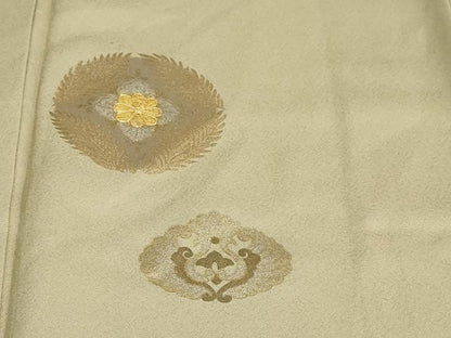 平和屋着物●訪問着　黄金繭　駒刺繍　草花丸文　金銀彩　さが美扱い　正絹　逸品　DABG2594ud