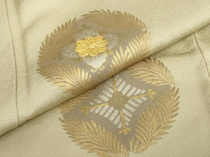 平和屋着物●訪問着　黄金繭　駒刺繍　草花丸文　金銀彩　さが美扱い　正絹　逸品　DABG2594ud