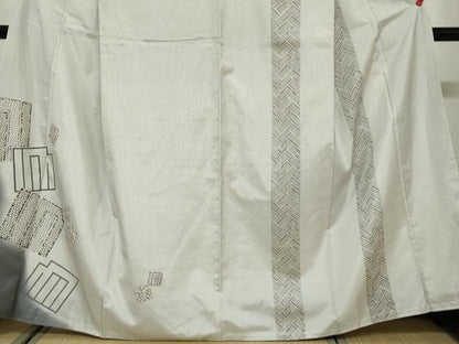平和屋着物●本場縞大島紬　訪問着　白大島　源氏香　正絹　逸品　DABG2595ud