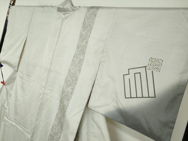 平和屋着物●本場縞大島紬　訪問着　白大島　源氏香　正絹　逸品　DABG2595ud