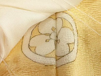 平和屋着物●上質な色無地　抽象地紋　卵色　正絹　逸品　未使用　DABG2596ud