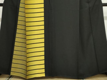 平和屋着物●着物デザイナー　井尻学　訪問着　横段文　黒地　正絹　逸品　DABG2598ud
