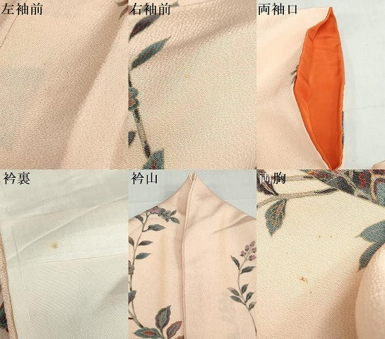 平和屋着物●訪問着　陶器花鳥文　暈し染め　鬼しぼ縮緬　正絹　逸品　DABG2603ud