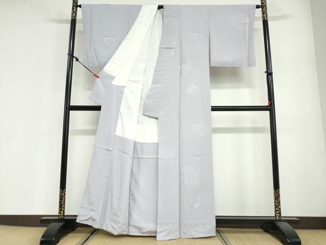 平和屋着物●上質な色無地　貝合わせ地紋　牡丹鼠色　正絹　逸品　未使用　DABG2605ud