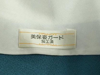 平和屋着物●上質な色無地　抽象地紋　花浅葱色　ロング丈　正絹　逸品　DABG2606ud