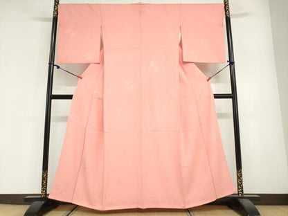 平和屋着物●上質な色無地　草花丸地紋　東雲色　正絹　逸品　DABG2609ud