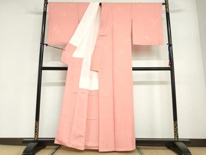 平和屋着物●上質な色無地　草花丸地紋　東雲色　正絹　逸品　DABG2609ud