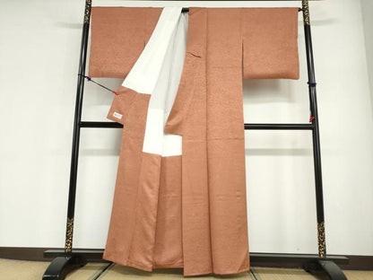 平和屋着物●上質な色無地　草花地紋　駱駝色　やまと誂製　正絹　逸品　DABG2611ud