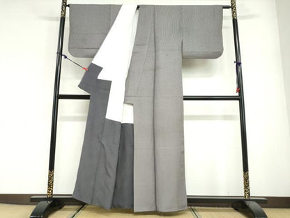 平和屋着物●伝統工芸師　服部光擴　江戸小紋　万筋　黒紅色×霞色　正絹　逸品　DABG2616ud