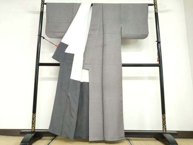 平和屋着物●伝統工芸師　服部光擴　江戸小紋　万筋　黒紅色×霞色　正絹　逸品　DABG2616ud