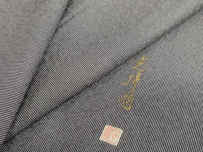 平和屋着物●伝統工芸師　服部光擴　江戸小紋　万筋　黒紅色×霞色　正絹　逸品　DABG2616ud