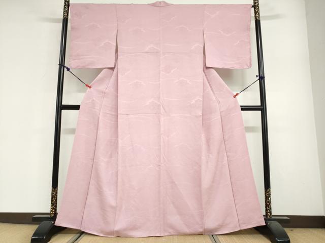 平和屋着物●上質な色無地　松皮菱地紋　撫子色　正絹　逸品　未使用　DABG2627ud